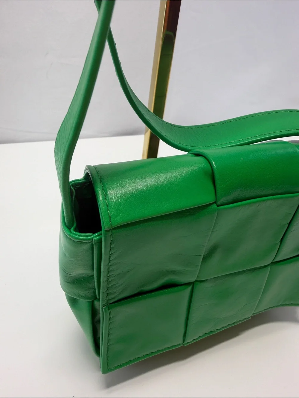 Bottega Veneta Intrecciato Green Leather Crossbody